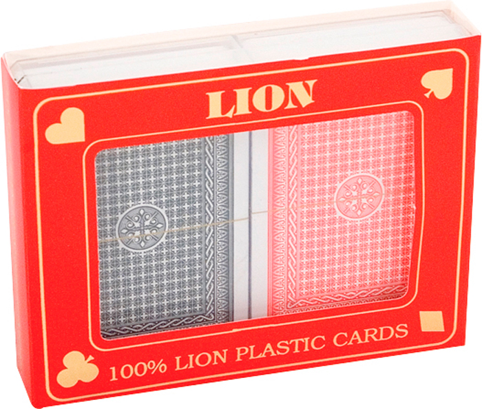 Playing card set LION 100% plastic duobox, Poker