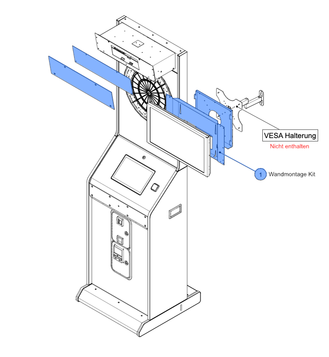 Monitor Wandmontage Kit für Dartautomat HB10, inkl. Blende (ohne Wandhalterung)