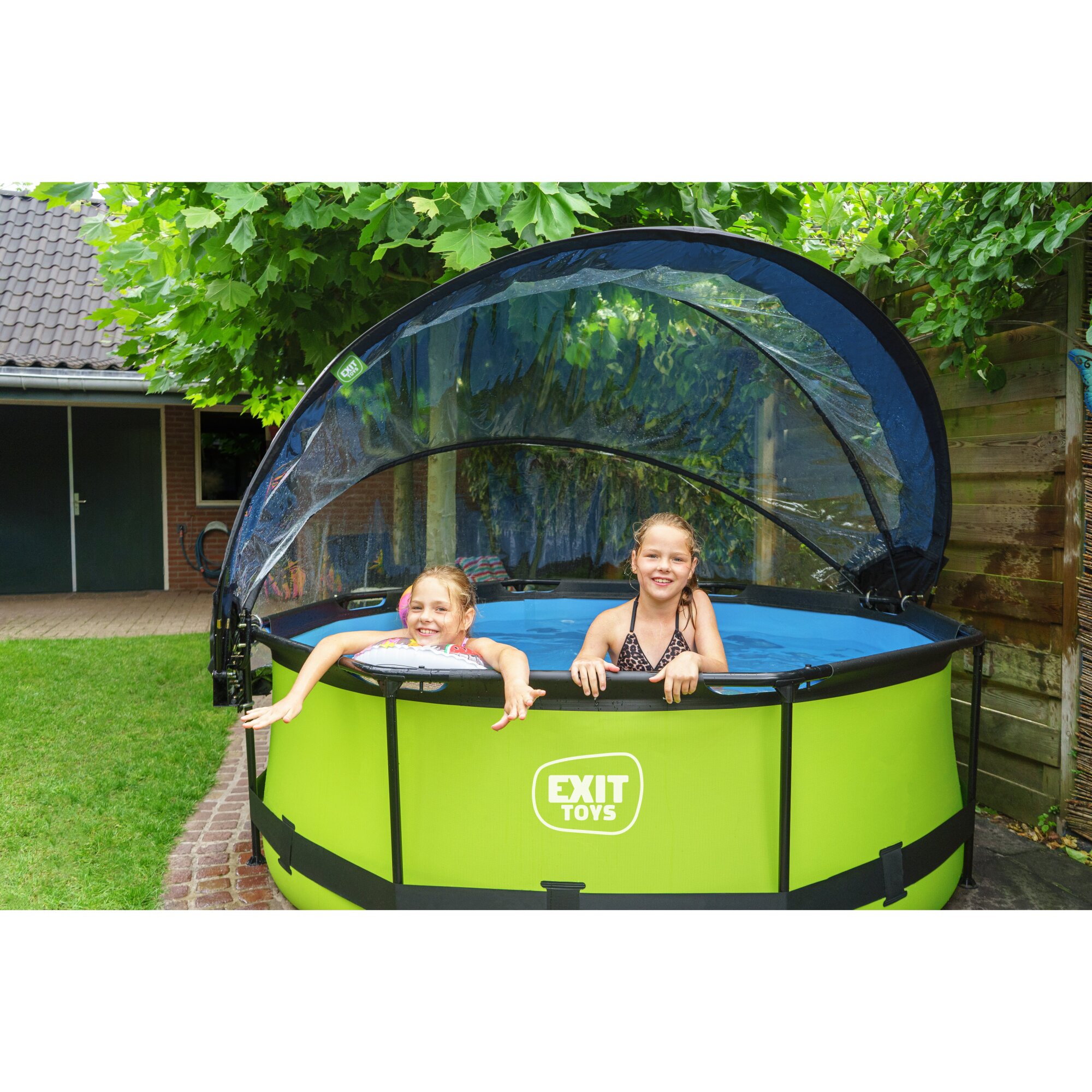 EXIT Lime pool ø244x76cm with filter pump and dome - green