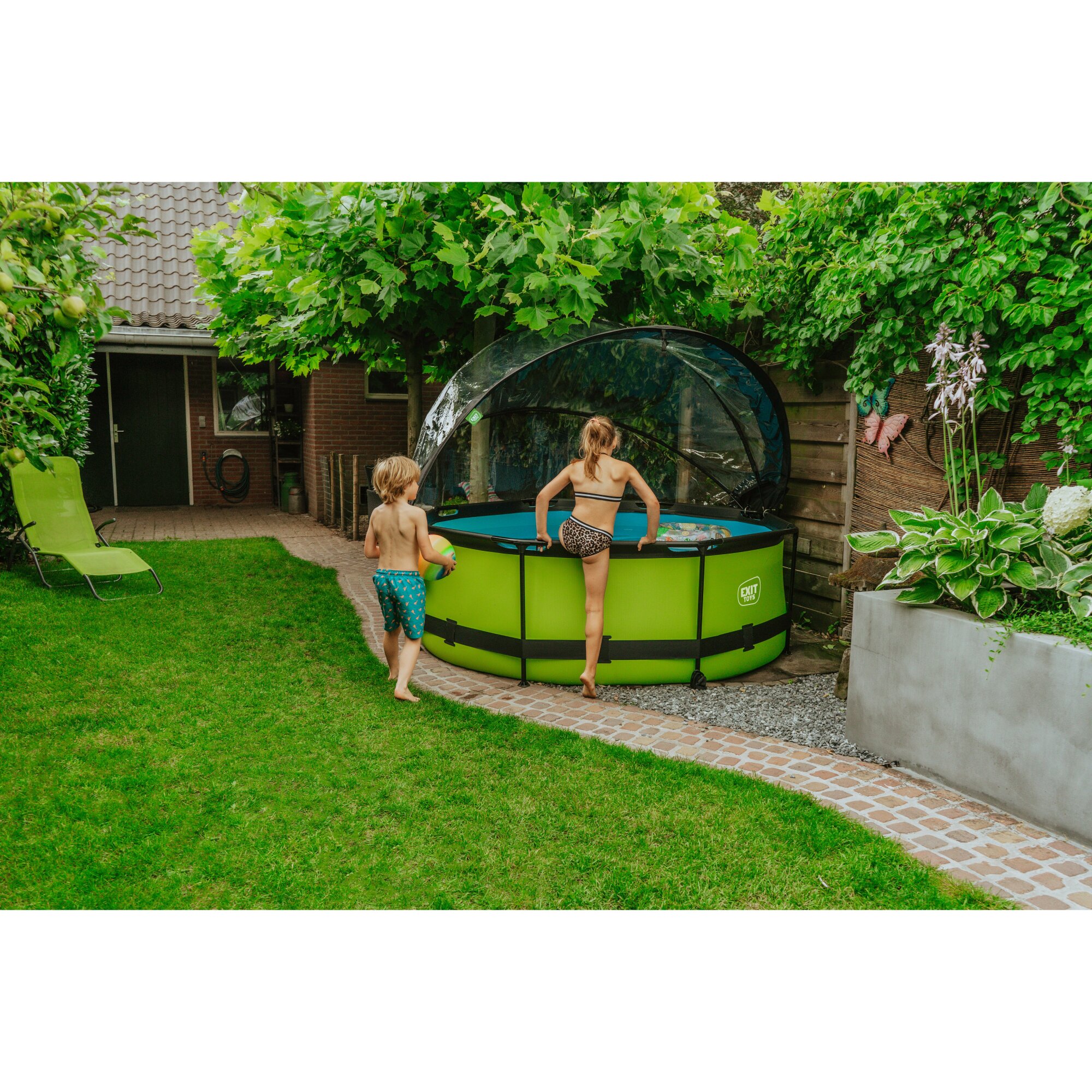 EXIT Lime pool ø244x76cm with filter pump and dome - green