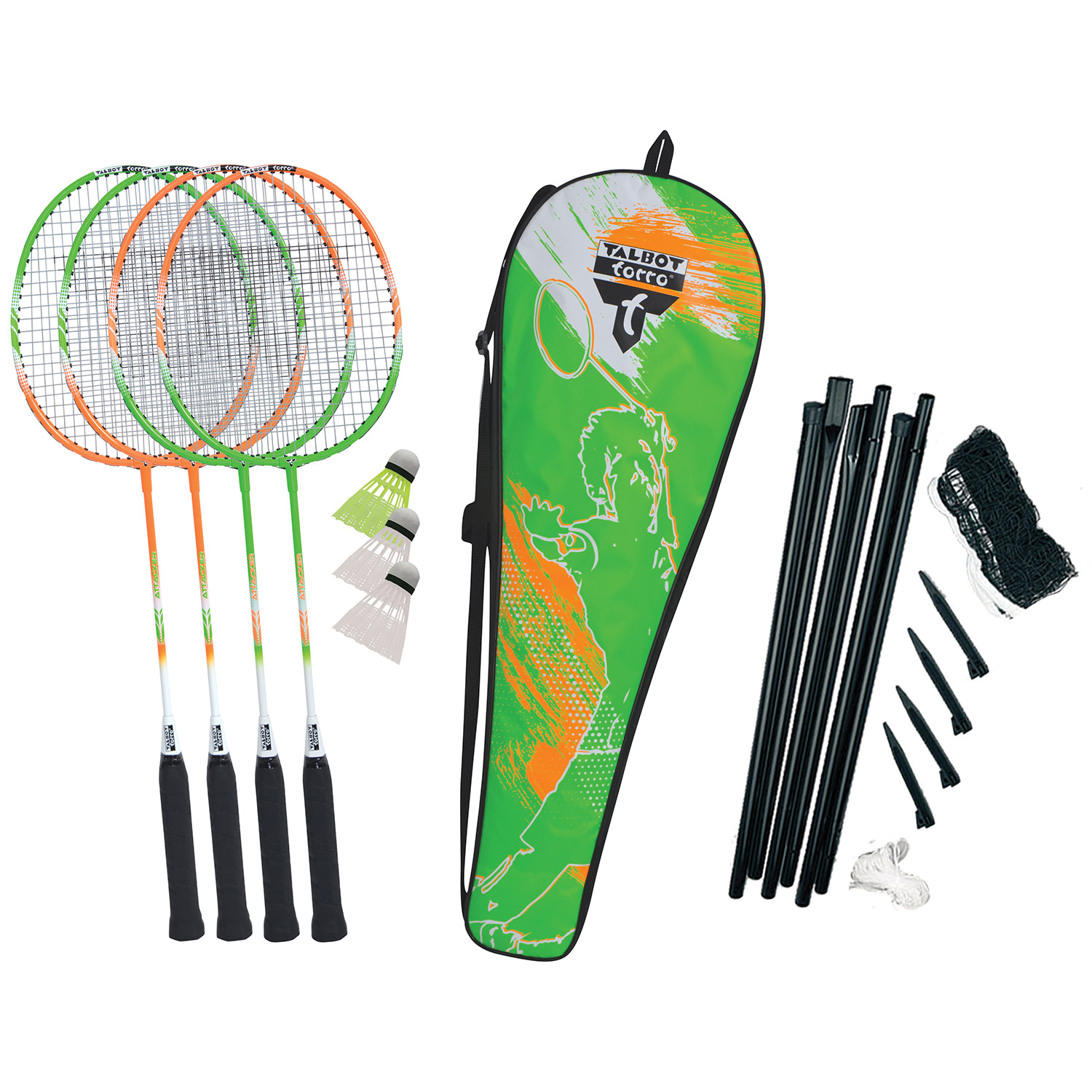 Badminton set Attacker 4 player+net red