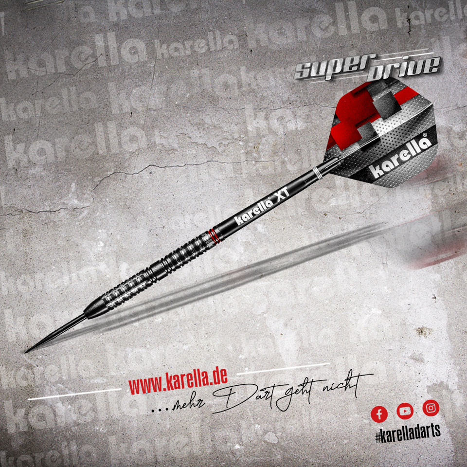 Karella SuperDrive stone dart, black, 90% Tungsten, 22g or 24g