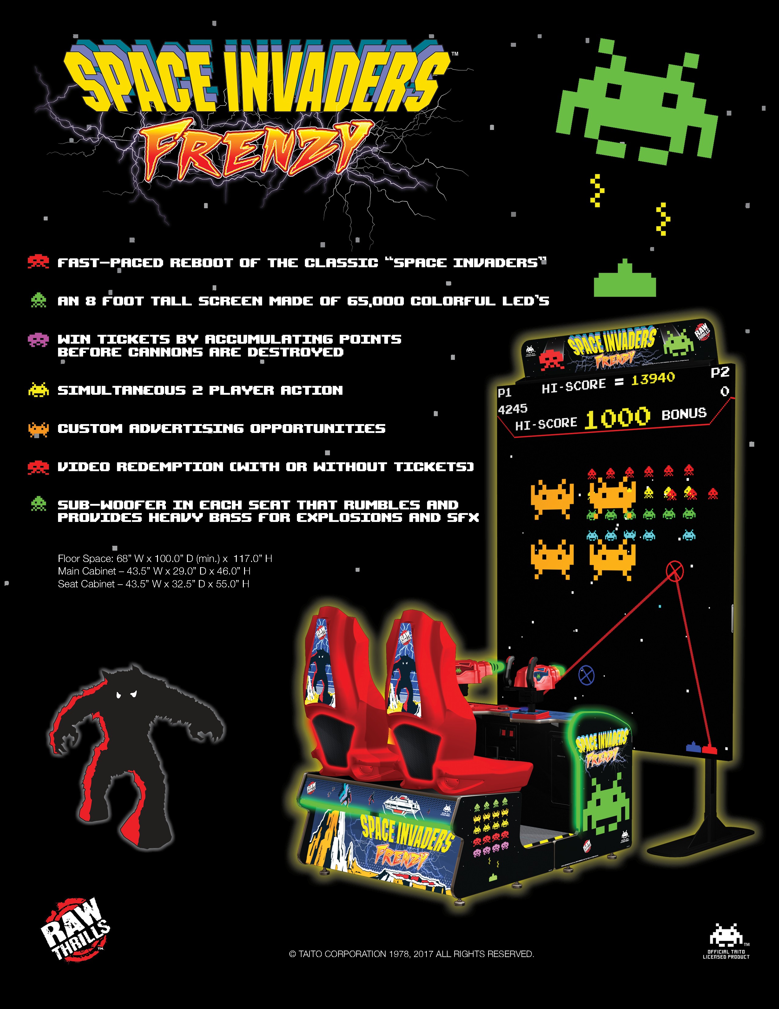 Raw Thrills Video Game Space Invaders Frenzy