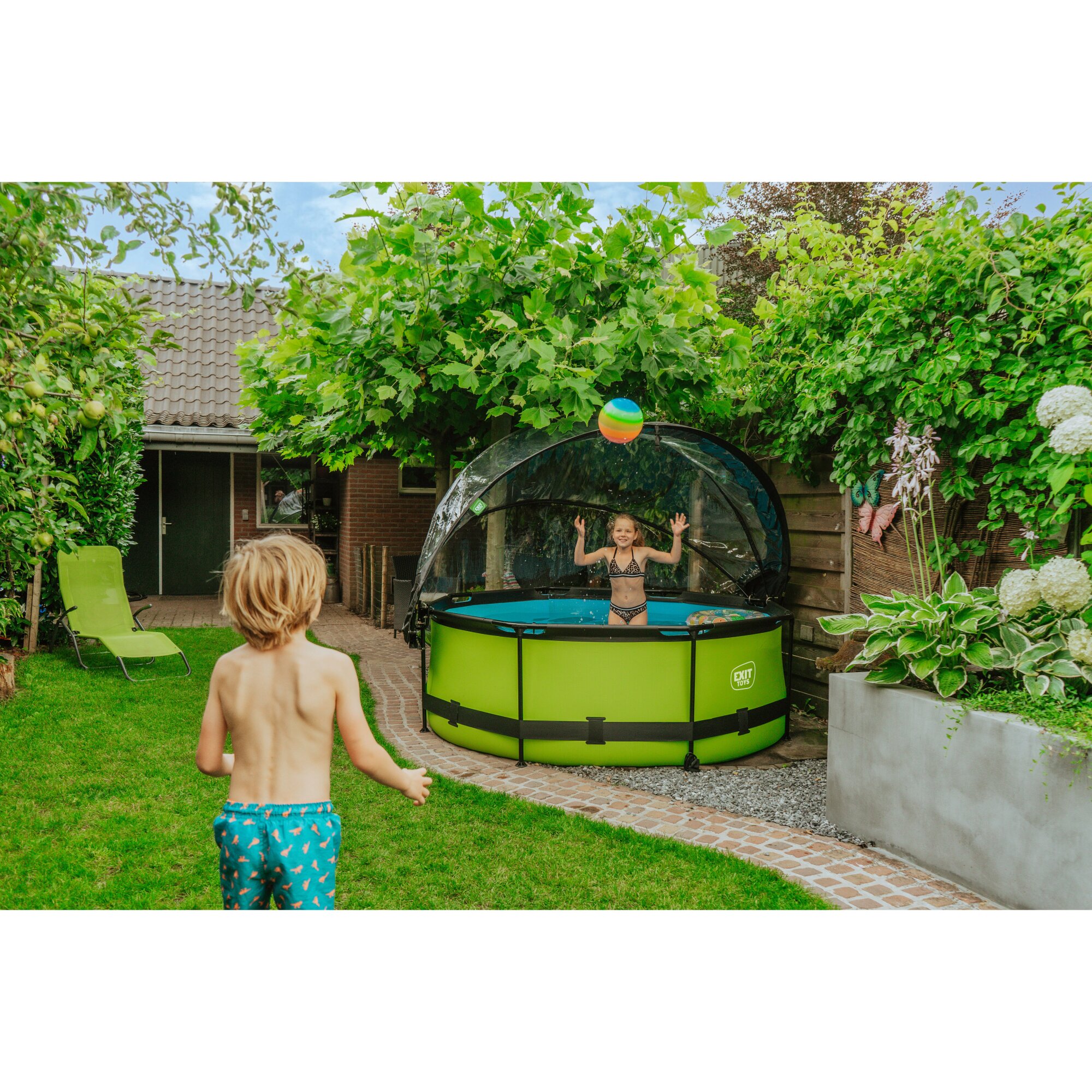 EXIT Lime pool ø244x76cm with filter pump and dome - green